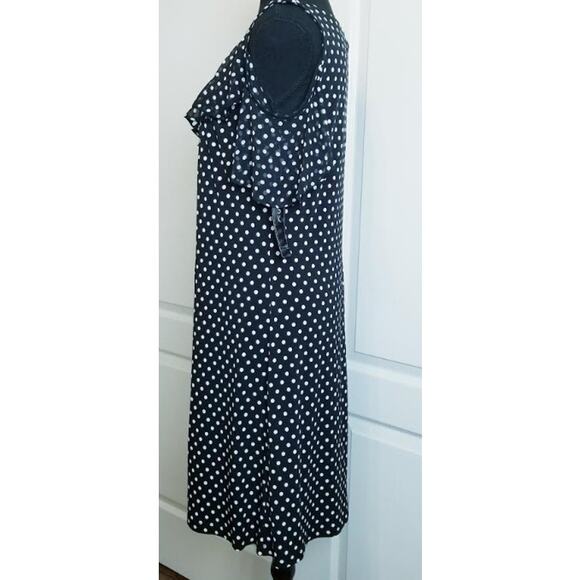 MSK - NWT's-Women's Black/White Polka Dot Short Sleeve Knee Length Dress Size M - Picture 3 of 11
